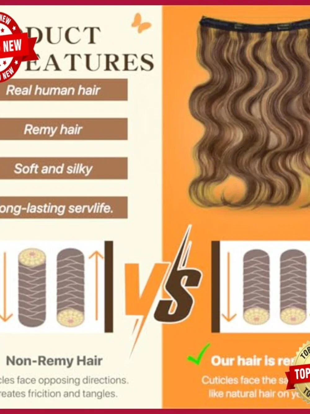 16 Inch Real Human Hair Halo Extensions, Invisible Wire, 65g Weight
